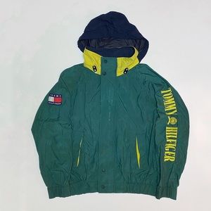 VTG 90s Tommy Hilfiger Green Windbreaker Jacket L